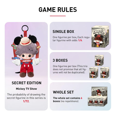 POP MART DIMOO WORLD × DISNEY 系列 毛绒钥匙链 【3件】 Pop Mate Gachachacha 百叶窗 盒装 手办 塑料模型 高级 玩具 PVC 软乙烯基 原创 人物 生日礼物