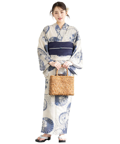 Soubien Floro Women's Yukata Set, 3 Piece Set, Separate, New Two-Part Yukata (Yukata/Band/Date Tight)
