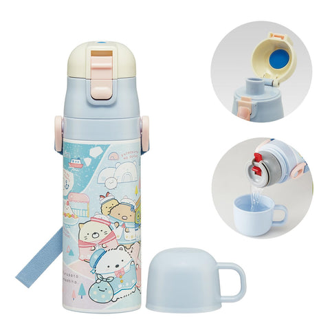 スケーター(Skater) 子供用 ステンレス 水筒 2way 直飲み 470ml コップ飲み 430ml 子供に優しい軽量タイプ すみっコぐらし しろくまふるさと 女の子 保温 保冷 waterbottle スポーツボトルキッズ 子供 こども 水瓶 SKDC4-A