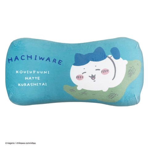 MORIPiLO 低反発クッション 腰枕 ちいかわ ハチワレ (ミニリラックスピロー) 肌にやさしいふわモチ触感 グッズ ぬいぐるみ 昼寝枕 ブルー 15x31x8cm キャラクター まくらのモリシタ