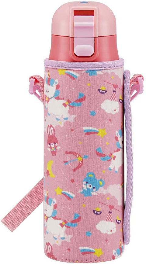 Skater KSDC4 Unicorn Girls Direct Drinking Stainless Steel Water Bottle, 16.5 fl oz (470 ml), Includes Bottle Cover