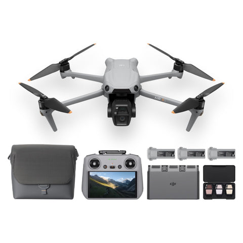 DJI Air 3S Fly More Combo (RC 2 Screen Transmitter Included) Drone with 4K Camera, 1" CMOS, Wide Angle & Medium Telephoto for Adults, 4K/60fps, HDR Video, Omnidirectional Detection, Long Flight Time,