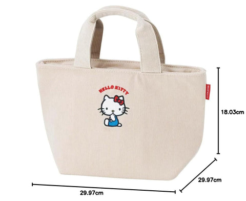 スケーター(Skater) コーデュロイ生地 保冷 保温 ランチバッグ 30×マチ12×高さ18cm 広い バッグ 弁当箱入れ ランチバッグおしゃれ かわいい サンリオ ハローキティ KCOB2-A
