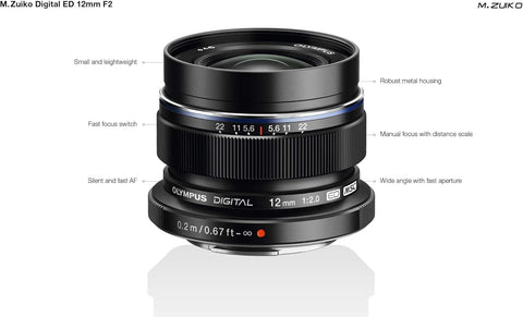 Olympus M.*KO 數位ED 12mm 鏡頭 - 黑色