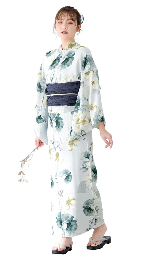Soubien Floro Women's Yukata, 3-Piece Set, Separate, New 2-Part Yukata (Yukata/Waistband/Date Closure)