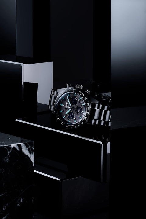 Seiko Watch Prospex SPEEDTIMER 太陽能計時碼錶 男士, 黑色/黑色, 手鍊類型