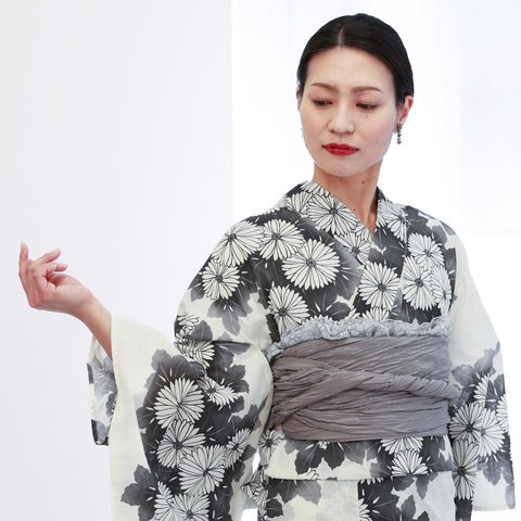 京都和服友禅 浴衣 女士 兵儿带 2件套 现代 复古 棉 夏季 和服