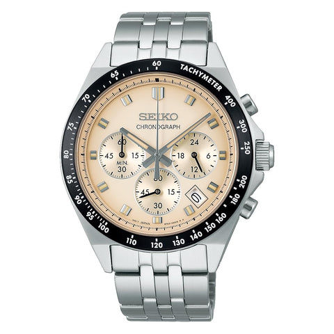 Seiko Selection S Series Neo Vintage Men's Quartz Chronograph, Dial: Ivory (gradation), Bracelet Type