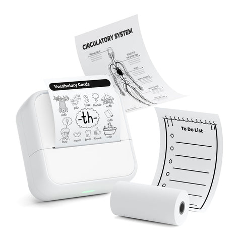 BluwieBroka Mini Thermal Printer, Smartphone Compatible, Mini Printer, Label Printer, Small, Bluetooth Connection, Android and IOS Compatible, USB Rechargeable, Suitable for Photo Albums, Notebooks