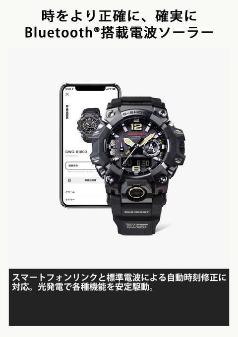 [カシオ] 腕時計 ジーショック 【国内正規品】 MUDMASTER Bluetooth搭載 電波ソーラーバイオマスプラスチック採用 GWG-B1000-1AJF メンズ ブラック