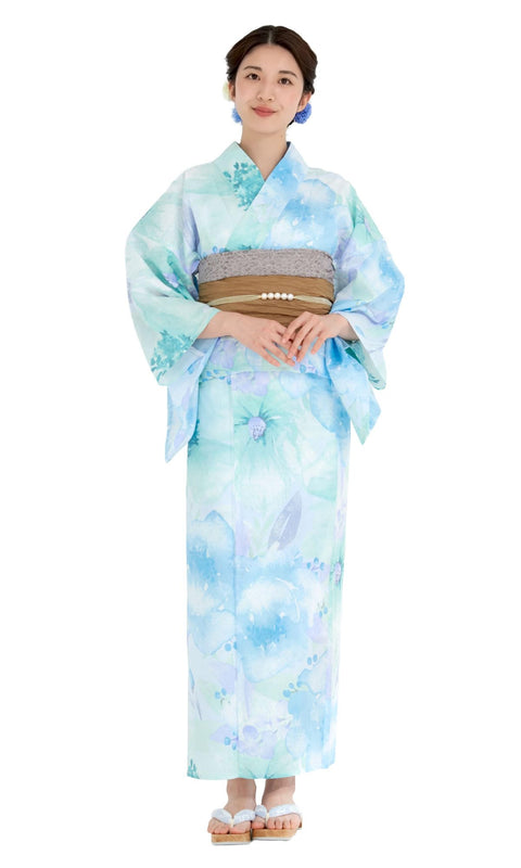 NISHIORI Women's Yukata Set, Women's, Waist Belt, Adult, 2-piece Set, One Size Fits All