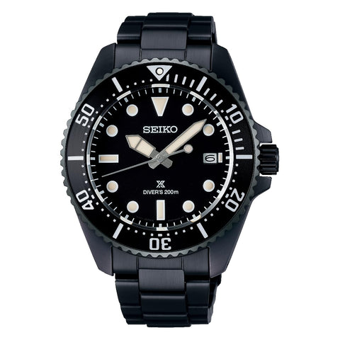 Seiko Prospex DIVER SCUBA Solar Men's Wristwatch, Dial: Black / Bezel : Black / Case Band: Black, New Model (2024)