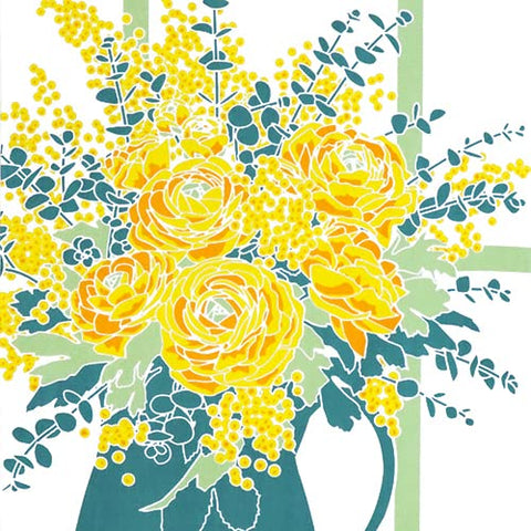 Somenoanobo Tenugui "Spring Window" Yellow 100% Cotton Tokioka, Made in Japan, 13.8 x 39.4 inches (35 x 100 cm)