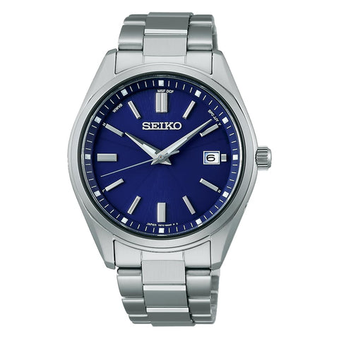 Seiko 精工手錶 精工精選 太陽能電波手錶 The Standard 男士, 銀色/藍色, 手鍊類型