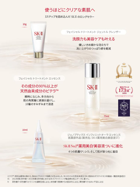 SK-II Pitera™ 無限光源套裝爽膚水 75 毫升洗面液 20 克美白精華 10 毫升試用套裝禮盒正品煙酰胺
