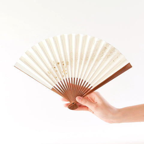 Japanese Folding Fan with Silver Leaf “Hakuzu”