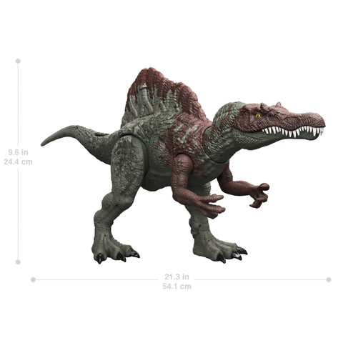 Mattel Jurassic World HXF62 Damage! Hikaru Spinosaurus Children's Figure, Dinosaur Toy, Total Length: Approx. 21.7 inches (55 cm), 4 Years Old and Up Green