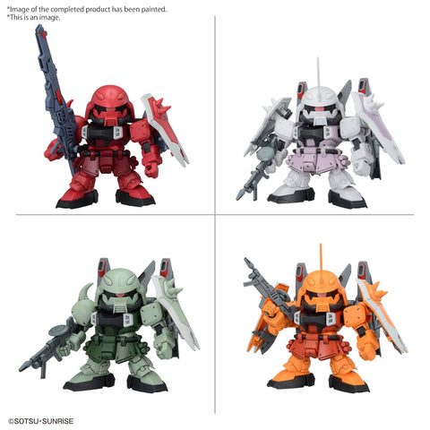 Bandai Spirits SD Gundam BB Warrior Mobile Suit Plastic Model, Gundam SEED DESTINY ZGMF Zaku Series Set, Color-coded