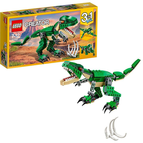 LEGO Creator 31058 3-in-1 Mighty Dinosaurs Set (T-Rex/Triceratops/Pterodactyl), For Ages 7 - 12, Boys & Girls, Creative Educational Toy