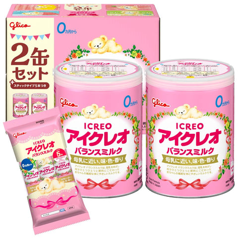 (Amazon.co.jp Exclusive) Icreo Balance Milk 28.2 oz (800 g) x 2 Cans Set + 0.5 oz (12.7 g) x 5 Bottles, Powder Milk, Newborn, Infant, Baby (0 Months - 1 Year)