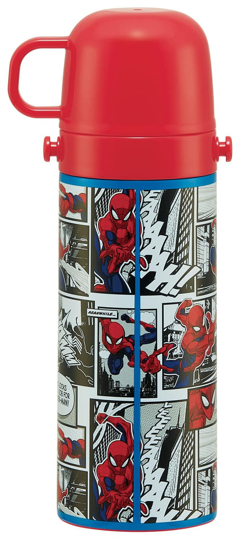 Skater SKDC4 Children's Stainless Steel Water Bottle, 2-Way Direct Drinking, 16.5 fl oz (470 ml), Cup Drinking, 15.2 fl oz (430 ml), Kid-friendly Lightweight Type, 25 Thermal, Cold Insulation, Sports
