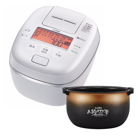 Tiger Thermos JPI-S10NW Rice Cooker, 5.5 Cm, Pressure IH Type, Foam Cooker, Pots or Kamado Coat Pot, White