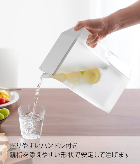 山崎實業 附把手 細長 冷水壺 2L 白色 W8.1×D19.7×H27.5cm 塔 tower 可放入門兜 大麥茶壺 1816