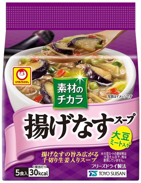 Maru-chan Power of Ingredients, Fried Eggplant Soup, 5 Packs x 6 Bags