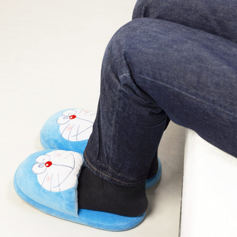 MORIPiLO 4620220 Morishita Slippers, Indoor Shoes, Kids, Women's, Doraemon, Blue, 9.1 - 9.8 inches (23 - 25 cm), Room Shoes, Fluffy Material, Character Goods, Shogakukan