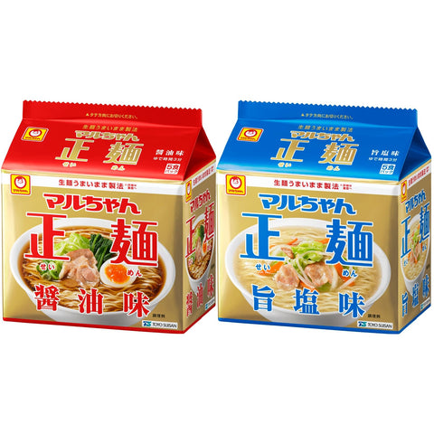 マルちゃん正麺 醤油旨塩アソート (各1袋 5食入り×2種 計10個 / ラーメン 袋麺) 即席 インスタントラーメン (ノンフライ麺/醤油/塩) 箱買い 東洋水産