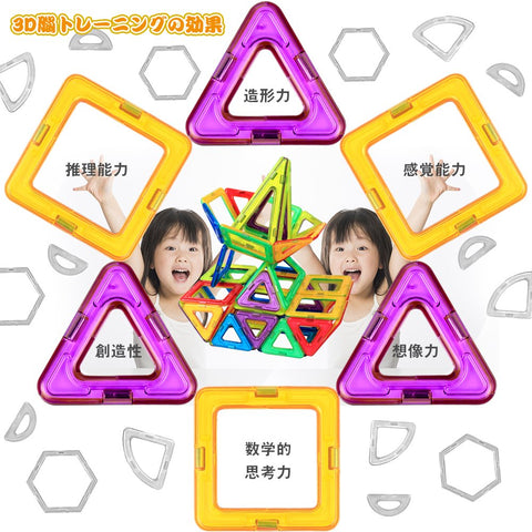 HannaBlock 135 Pcs マグネットブロック 磁石ブロック マグネットおもちゃ 磁石おもちゃ 知育玩具 子供 男の子 女の子 積み木 ブロック おもちゃ