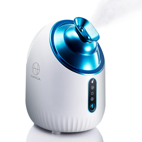 NANOA Facial Steamer with Dense Nano Mist, Hot and Cold Steamer for Beauty and Moisturizing, Safe with Tap Water, Large Tank, Pore Care Beauty Appliance (Blue)