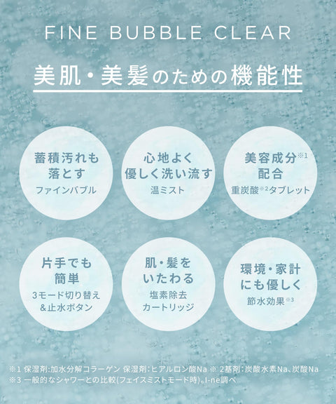 SALONIA サロニア シャワーヘッド ファインバブルクリア マイクロナノバブル 節水 高水圧 塩素除去カートリッジ + 重炭酸タブレット付き シルバー