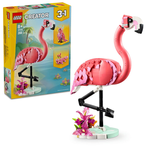 LEGO 乐高 Creator 动物:粉红火烈鸟 玩具 生日 礼物 积木 女孩 男孩 儿童 8岁 9岁 10岁 小学生 动物 生物 31170