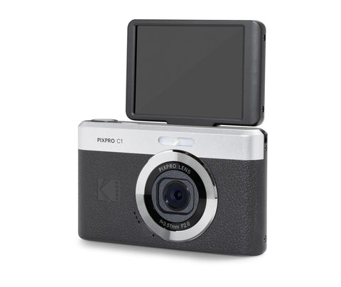 코닥 픽스프로 C1 - 울트라 컴팩트 디지털 카메라 | 13MP BSI CMOS, 4배 줌, 2.8인치 LCD 스크린, LED 플래시, 내장 배터리 - 블랙
