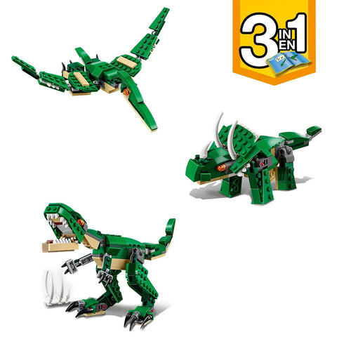 LEGO Creator 31058 3-in-1 Mighty Dinosaurs Set (T-Rex/Triceratops/Pterodactyl), For Ages 7 - 12, Boys & Girls, Creative Educational Toy