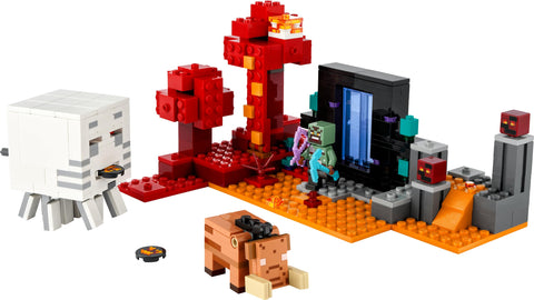 LEGO Minecraft Nether Portal Fighting Toy Present, Blocks, Boys, Girls, Children, 7, 8, 9, 10, Elementary School Students, Micra Nether Gust 21255