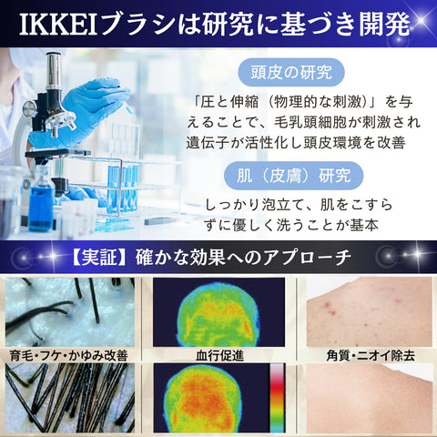 【全身ケア両面ブラシ】IKKEI 頭皮スカルプ＆ボディーブラシ シャンプーブラシ 頭皮マッサージ (ブラック) S字フック付き (1個)