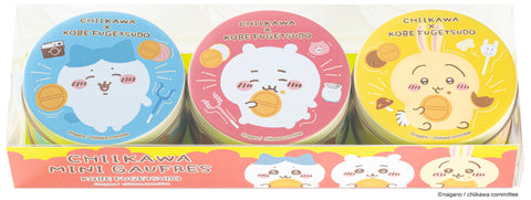 【正規品】 神戸 風月堂 ちいかわ ミニ ゴーフル お菓子 缶入り 【ちいかわ ハチワレ うさぎ 3缶 セット】)各 6枚入り (バニラ ストロベリー風味 チョコレート 3枚入×2袋)