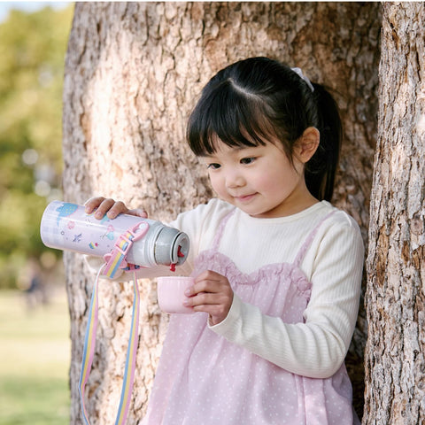 Skater SKDC4-A Children's Stainless Steel Water Bottle, 2-Way Direct Drinking, 16.5 fl oz (470 ml), Cup Drinking 15.2 fl oz (430 ml), Licca-chan, Kid-friendly Lightweight Type, For Girls, Hot and Cold
