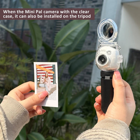 HIYQIN Fuji Mini Pal 保護ケース 自撮りミラーと三脚付き クリアケース 黒い三脚 Instax Mini Palインスタントカメラに対応 - Fuji Palカメラアクセサリー