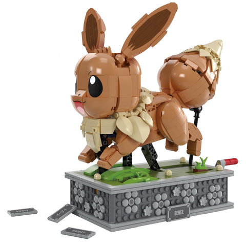 Mega HTH71 Pokémon Eevee Runs! Moving Eevee Blocks: 1366, For Ages 18 and Up, Brown