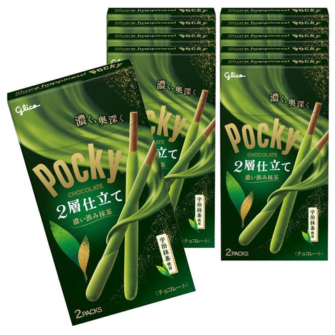江崎格力高 百奇 雙層製作 濃鬱抹茶 江崎格力高 點心 巧克力 Pocky matcha chocolate glico 2袋×10個