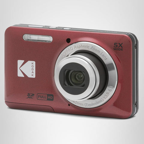 KODAK PIXPRO Easy to Use Zoom FZ55-RD 16MP Digital Camera, 5x Optical Zoom, Wide Angle, 28mm 2.7-inch LCD Screen (Red)