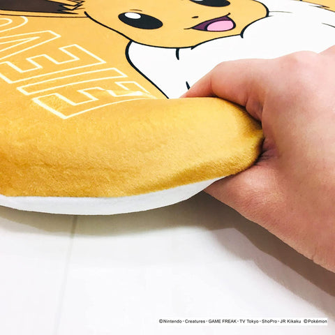 MORIPiLO 座布団 椅子 クッション ポケモン BIG モンスターボール イーブイ グッズ ぬいぐるみクッション 低反発 ブラウン 40x40x4cm まくらのモリシタ 370779