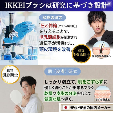 IKKEI Scalp & Body Brush, Scalp, Shampoo Brush, Scalp Massage, Black S-Shaped Hook Included (1 Piece)