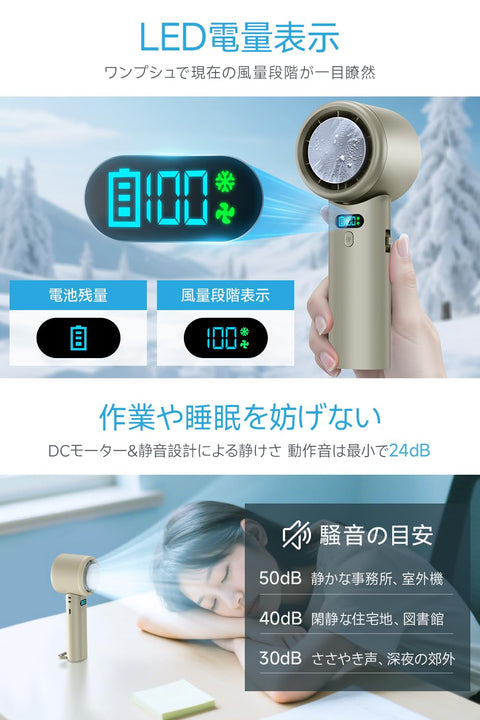携帯扇風機 超高速暴風 【-25℃瞬間冷却・10000mAh大容量】 ハンディファン 冷却プレート付き 100段階風力調節 手持ち/首掛け/卓上/吊り下げ4way 7枚羽根 強力 USB充電式 手持ち扇風機 24時間持続 90°角度調整 ネックストラップ付き LED残量表示 軽量 小型 ミニファン 熱中症対策 暑さ対策 コンパクト 静音 アウトドア オフィス ギフト (カーキグリーン)