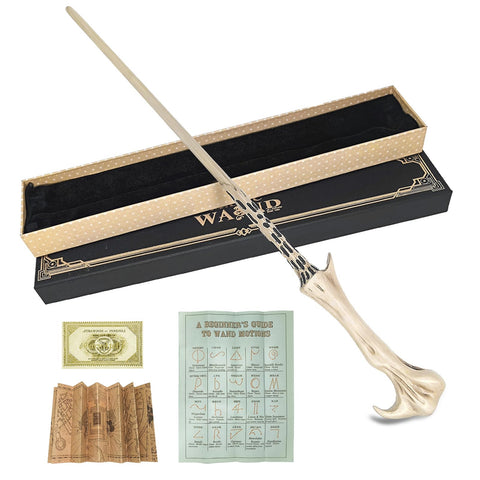 Meccol Magic Wand, Wizard School Style, Cosplay Accessory, Resin, Highly Restored, Halloween, Party, Birthday Gift, Magic Prop, Unisex,Wand + Spell List + Ticket + Map with Storage Box