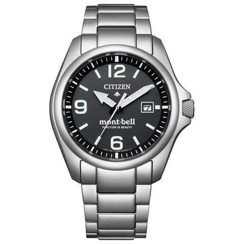 CITIZEN BN0247-52E PROMASTER x MONT-BELL Wristwatch, Solar Powered, Eco-Drive, Waterproof, Lightweight, Exclusive Box Included, Titanium, Men's, Outdoors, Analog, Easy to Read, Second Hand, Date, Solar, Silver, Black