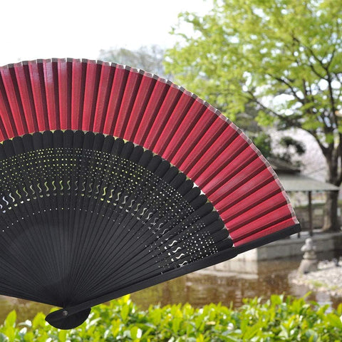 Keisendo Fan, Silk, Bamboo, Simple, Plain, Durable, with Bag Case, Unisex, for Men and Women, Japanese Style